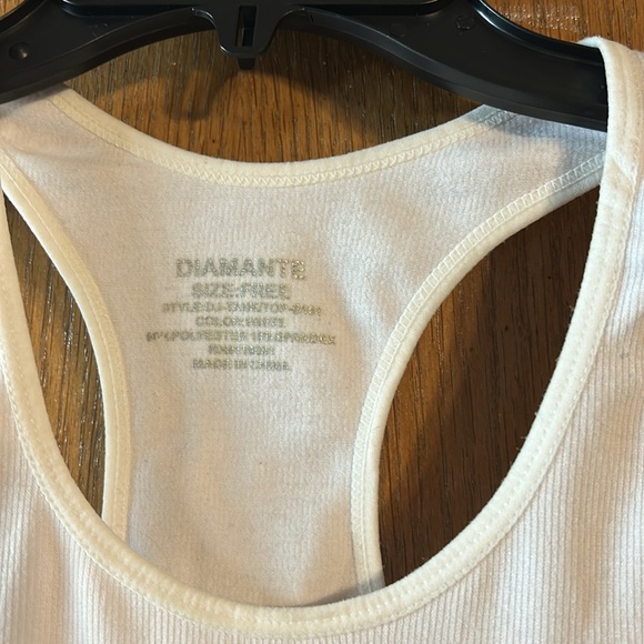 Diamante White Ribbed Razorback Tank Top - Picture 2 of 8